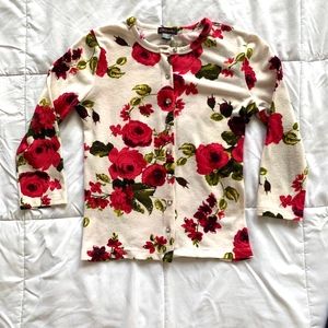 floral printed cardigan sweater